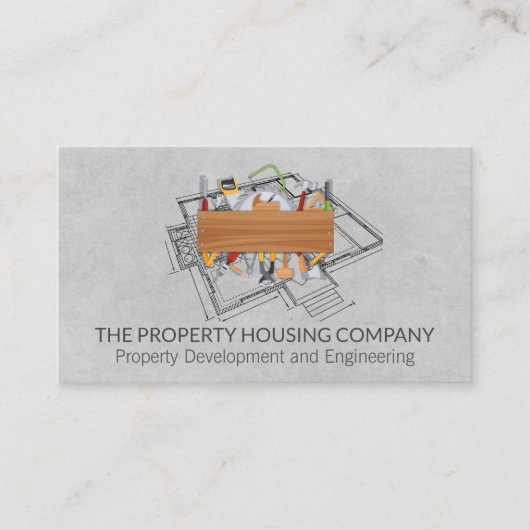 Bouwgereedschap | Blauwdruk Visitekaartje (Voorkant)