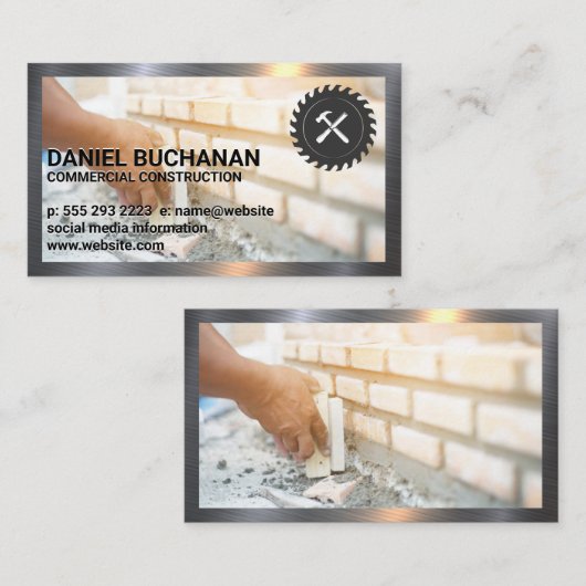 Bouwgereedschap | Brick Layer | Metaal Visitekaartje (Voorkant / Achterkant)