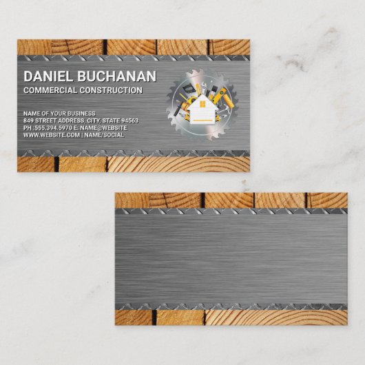 Bouwgereedschap | Cirkelzaag | Staal en Hout Visitekaartje (Voorkant / Achterkant)