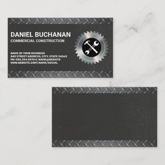 Bouwgereedschap | Diamantgeplateerd staal Visitekaartje (Voorkant / Achterkant)