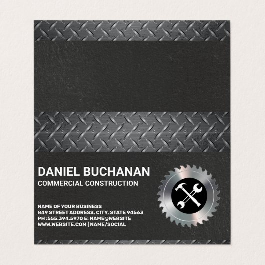 Bouwgereedschap | Diamantgeplateerd staal Visitekaartje (Buitenkant ongevouwen)