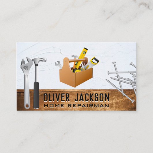 Bouwgereedschap | Gereedschapskist | Hout Visitekaartje (Voorkant)