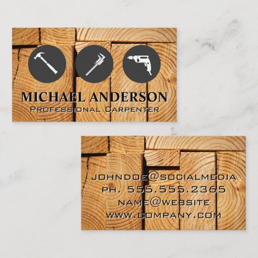 Bouwgereedschap | Gesneden hout Visitekaartje (Voorkant / Achterkant)