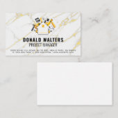 Bouwgereedschap | Goudvlokken, witte marmer Visitekaartje (Voorkant / Achterkant)