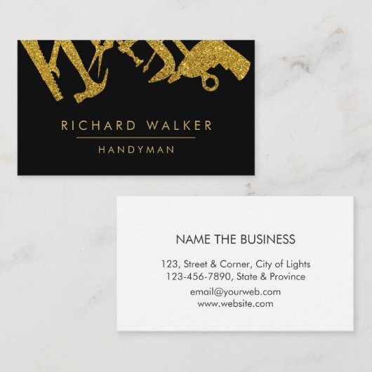 Bouwgereedschap Handyman Gold Black Visitekaartje (Voorkant / Achterkant)