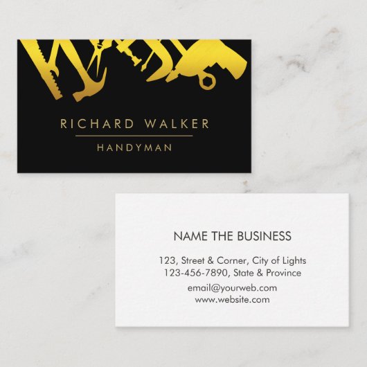Bouwgereedschap Handyman Gold Black Visitekaartje (Voorkant / Achterkant)