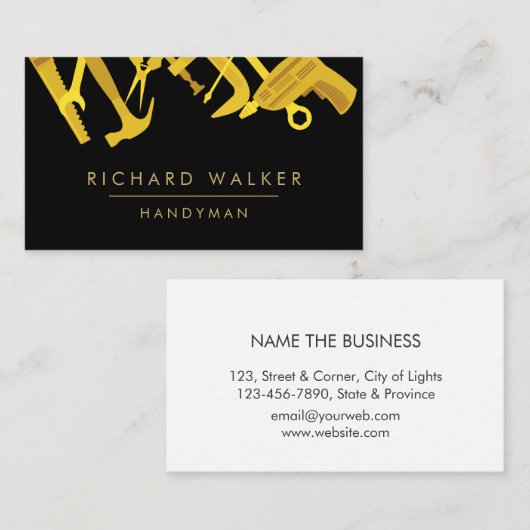 Bouwgereedschap Handyman Gold Black Visitekaartje (Voorkant / Achterkant)