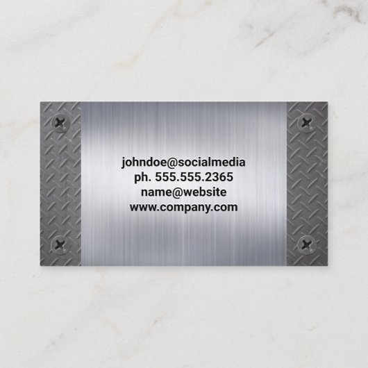 Bouwgereedschap Home Logo | Metaal | Schroeven Visitekaartje (Achterkant)