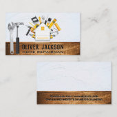 Bouwgereedschap | Home-pictogram | Hout Visitekaartje (Voorkant / Achterkant)
