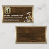 Bouwgereedschap | Hout | Gouden Rand Visitekaartje (Voorkant / Achterkant)