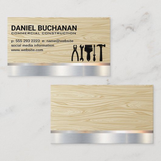 Bouwgereedschap | Hout | Metaal Visitekaartje (Voorkant / Achterkant)