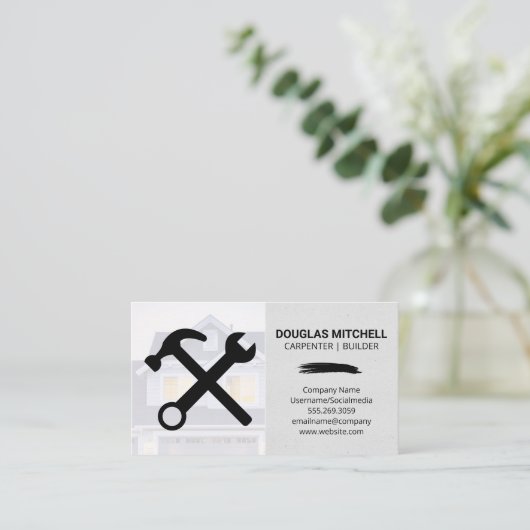 Bouwgereedschap | Huis Achtergrond Visitekaartje (Staand voorkant)