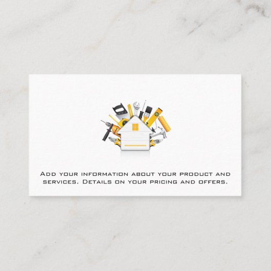 Bouwgereedschap | Metaalstaal Bord Visitekaartje (Achterkant)