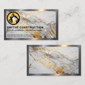 Bouwgereedschap | Metalen rand | Marmer Visitekaartje (Voorkant / Achterkant)