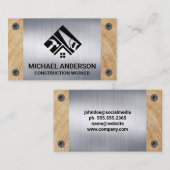 Bouwgereedschap | Metalen schroeven | Houtnerf Visitekaartje (Voorkant / Achterkant)