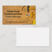 Bouwgereedschap op houten tafel visitekaartje (Voorkant / Achterkant)