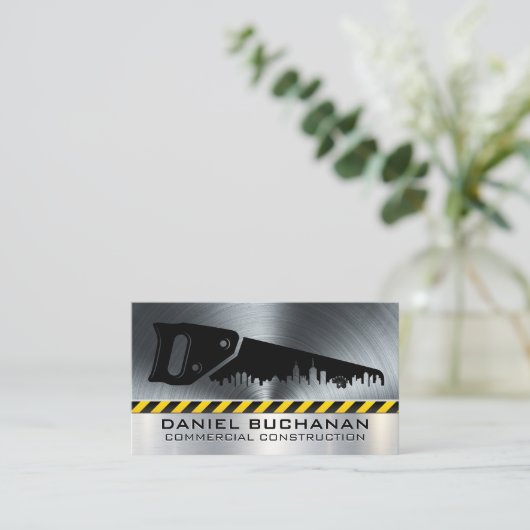 Bouwgereedschap | Staalachtergrond Visitekaartje (Staand voorkant)