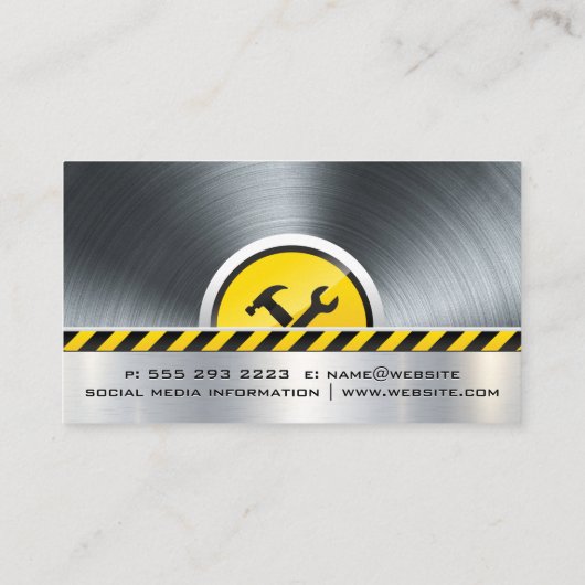 Bouwgereedschap | Staalachtergrond Visitekaartje (Achterkant)