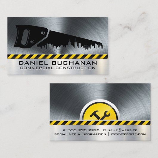 Bouwgereedschap | Staalachtergrond Visitekaartje (Voorkant / Achterkant)