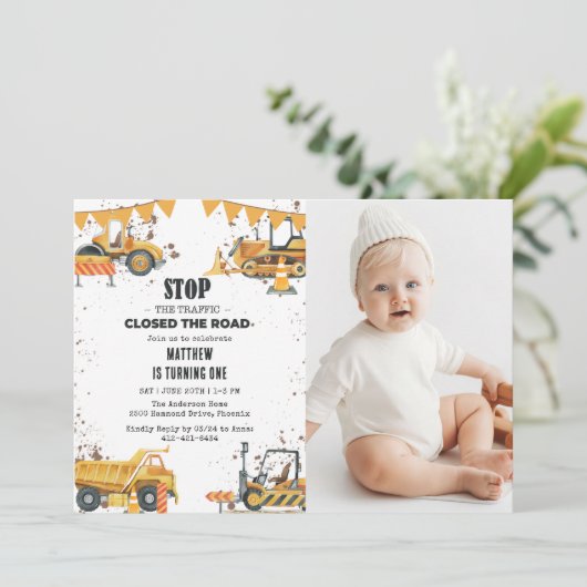 Bouwgereedschap Thema Gezamenlijke Verjaardagsfoto Kaart (Staand voorkant)