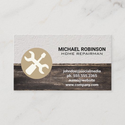 Bouwgereedschap Timmermanswerktuigen Visitekaartje (Voorkant)