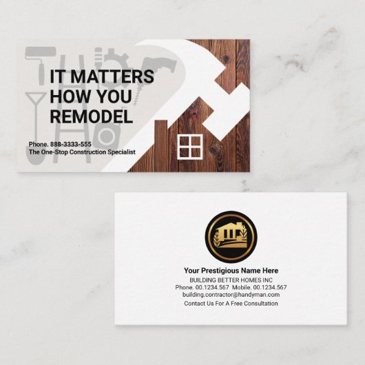 Bouwgereedschap van ThuisHammer Silhouette Visitekaartje (Voorkant / Achterkant)