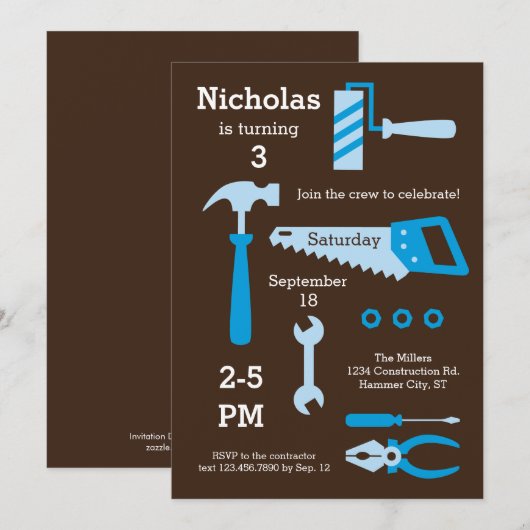 Bouwgereedschap Vervroegde dag Kaart (Voorkant / Achterkant)