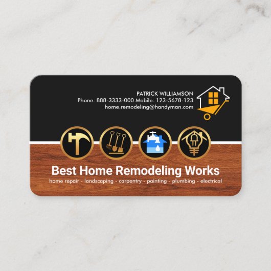 Bouwgereedschap voor hout visitekaartje (Voorkant)