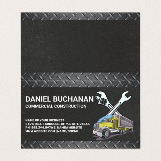 Bouwgereedschap | Werkvoertuig Visitekaartje (Buitenkant ongevouwen)