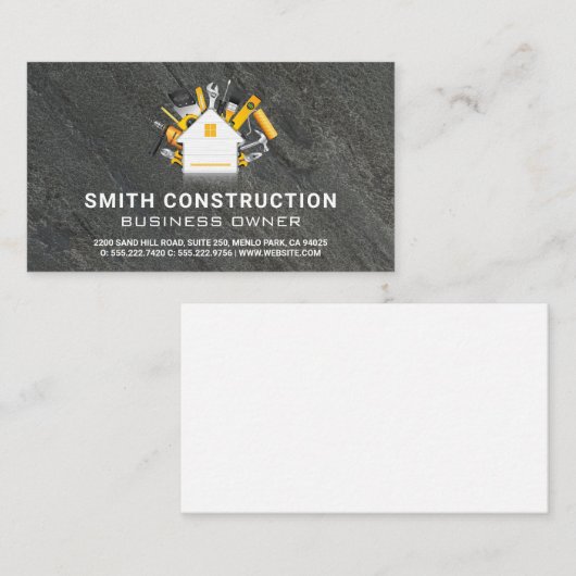 Bouwgereedschap | woningverbetering | Lei Grijs Visitekaartje (Voorkant / Achterkant)