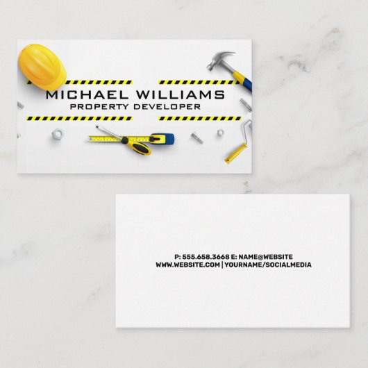 Bouwgereedschappen en -uitrusting | Attentie-tape Visitekaartje (Voorkant / Achterkant)