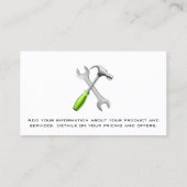 Bouwgereedschappen Hammer WFrench | Achtergrond ho Visitekaartje (Achterkant)