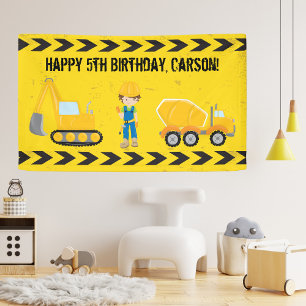 Bouwgraaf Aangepaste Kinderen Happy Birthday Spandoek