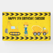Bouwgraafmachine Aangepaste Kinderen Happy Birthda Spandoek (Horizontaal)