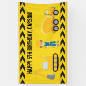 Bouwgraafmachine Aangepaste Kinderen Happy Birthda Spandoek (Verticaal)