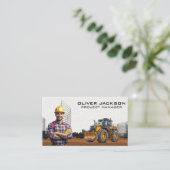 bouwgraafmachine | arbeider met blauwe kraag visitekaartje (Staand voorkant)