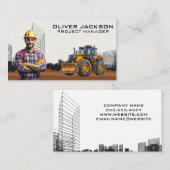 bouwgraafmachine | arbeider met blauwe kraag visitekaartje (Voorkant / Achterkant)