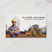 bouwgraafmachine | arbeider met blauwe kraag visitekaartje (Voorkant)