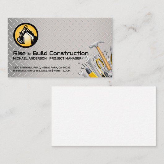 bouwgraafmachine | Bouwgereedschappen Visitekaartje (Voorkant / Achterkant)