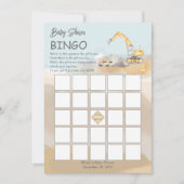 Bouwgraafmachine Boy Baby shower Bingo Kaart (Voorkant)