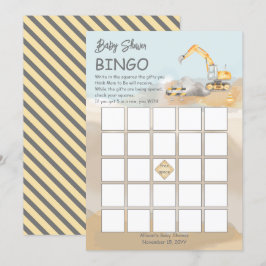 Bouwgraafmachine Boy Baby shower Bingo Kaart