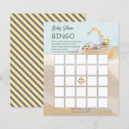 Bouwgraafmachine Boy Baby shower Bingo Kaart