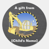 Bouwgraafmachine Digger Goodie Bag Label (Voorkant)