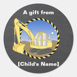 Bouwgraafmachine Digger Goodie Bag Label
