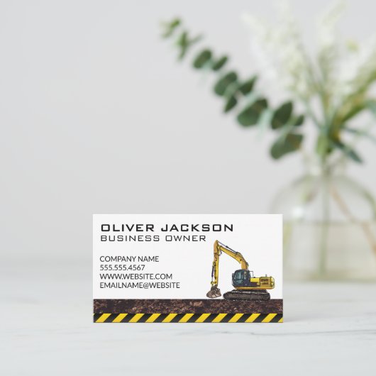 bouwgraafmachine | Dirt Caution Visitekaartje (Staand voorkant)