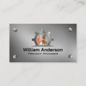 Bouwgraafmachine Logo | Metaalschroeven Visitekaartje (Voorkant)