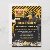 Bouwgraafmachine met Birthday Party Kaart (Voorkant)