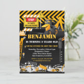 Bouwgraafmachine met Birthday Party Kaart (Staand voorkant)