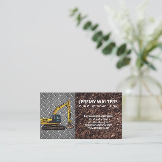 bouwgraafmachine | metaalhoudende bodem visitekaartje (Staand voorkant)