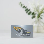 Bouwgraafmachine Operator Blauw metaal Visitekaartje (Staand voorkant)